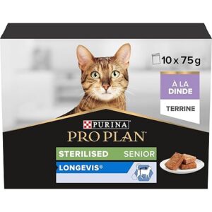 Pro Plan Chat Plan Sterilised 7+ NutriSavourTM Mousse à la Dinde 85gx10 - Portions Repas pour Chats