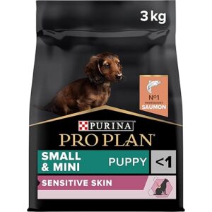 PRO PLAN Small & Mini Puppy Sensitive Skin avec OPTIDERMA Riche en Saumon - Croquettes pour Chiots