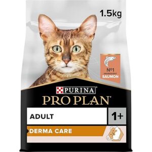 PURINA PRO PLAN | Derma Care | Chat Adulte à poils longs | Croquettes formulées pour maintenir une peau saine, un poil brillant, limiter la perte excessive de poils | Saumon | Sac | Lot de 6 x 1,5 Kg