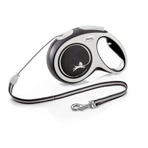 Flexi, Laisse Modèle New Comfort, Version Cordon, Sangle particulièrement résistante, Système de Guidage perfectionné, Poignée réglable pour Les Tailles M et L, Made in Germany, Noir, M - 8m