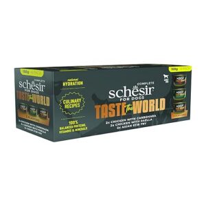 Schesir Taste The World, Variety Pack, Nourriture Humide complète pour Chien (boîtes 6 de 150 g)