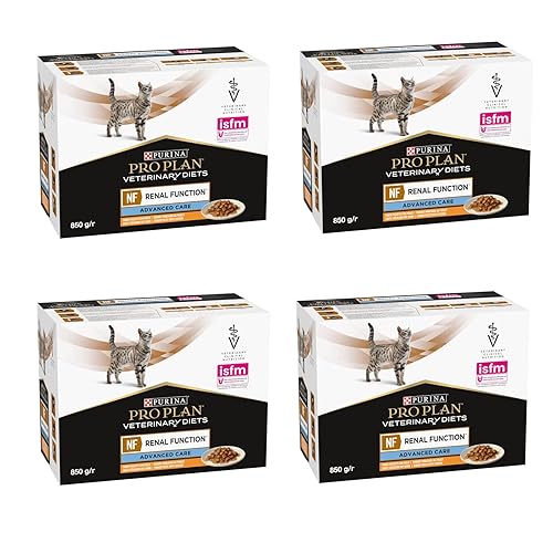 Purina Pro Plan Veterinary Diets NF Renal Function Advanced Care Poulet | Pack de 4 | 4 x 10 x 85 g | Aliment diététique Complet pour Chats Adultes en sachets fraîcheur | Fonction rénale