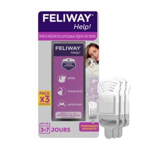 FELIWAY Help! 3X 7 Jours - 3 Cartouches pour Diffuseur de Phéromones Apaisantes pour Chats (3X 340