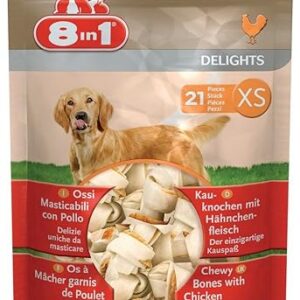 8 in 1 Delights XS - Os de Poulet à Mâcher pour Chien de Petite Taille -Longue durée- Viande de