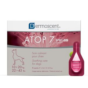 ATOP 7 Spot-on pour Chiens 10–20 kg | Soin Apaisant sans Rinçage | 4 Pipettes x 1,2 ML | Dermoscent