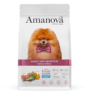 Amanova Super Premium Croquettes pour Chiens de Petite Race à la Peau Sensible et aux Cheveux au