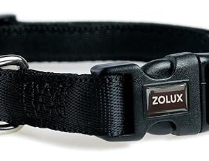 Zolux Cushion Collier Nylon Réglable pour Chien Coloris Noir Largeur 25 mm Tour de Cou 43 cm à 64 cm