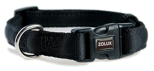 Zolux Cushion Collier Nylon Réglable pour Chien Coloris Noir Largeur 25 mm Tour de Cou 43 cm à 64 cm