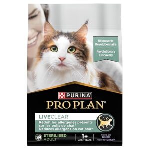 PURINA PRO PLAN | Liveclear| Croquettes pour Chat Adulte Stérilisé | Réduit activement les allergènes présents dans les poils de chat | Riche En Dinde | Sac | Lot de 2,8Kg
