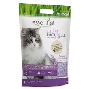 Essentiel Litière Naturelle Agglomérante Soja Lavande pour Chat 6L