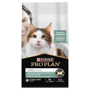 PURINA PRO PLAN | Liveclear | Chat Adulte | Stérilisé | Croquettes Riches En Dinde | Réduit activement les allergènes présents dans les poils de chat | Sac | Lot de 1 x 1,4Kg