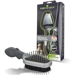 FURMINATOR brosse - A double face – Face Peigne : Démêle les poils – Face Brosse : lisse et lustre le pelage – Chiens et Chats - Conçu et Recommandé par des Professionnels - Sans Bisphénol A
