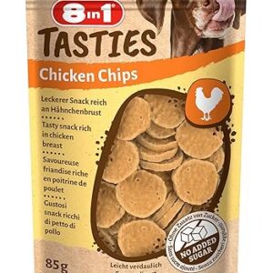 8in1 Tasties Chicken Chips - Friandises pour Chiens sans sucres ajoutés - Riches en Poitrine de Poulet en protéines 85 g