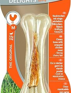 8in1 Delights Chicken Os à mâcher Strong Taille M (pour chiens de taille moyenne à mâcher fort de 12 à 35 kg, viande de poulet de qualité supérieure enveloppée dans la peau de bœuf), 1 pièce