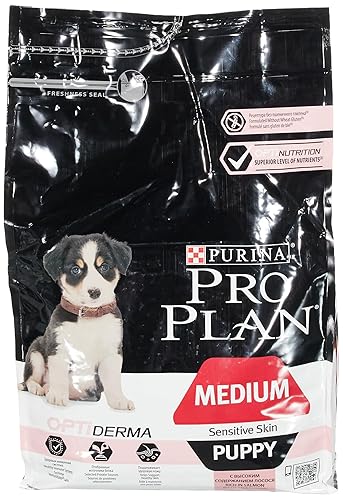 Pro Plan Dog Medium Puppy Sac de nourriture sèche pour chien avec peau sensible Saumon et riz 3 kg