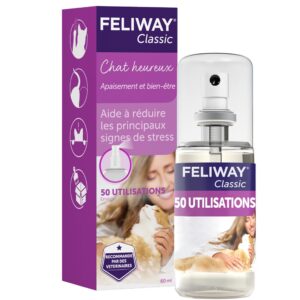 FELIWAY Classic Spray 60 ml - Phéromones Apaisantes pour Chats - Apaise les Chats à la Maison et