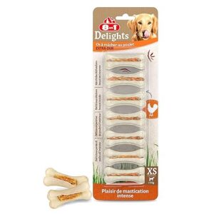 8in1 Delights Strong XS - Os à Mâcher ferme garnis de poulet pour Chien Adulte de Petite Taille - 7