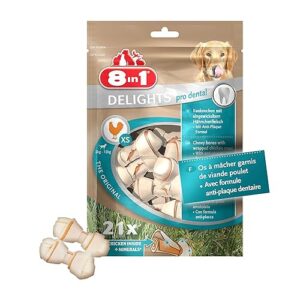 8 in 1 Delights Dental XS - Os de bœuf à Mâcher pour Chien de Petite Taille - Enrichi en minéraux -