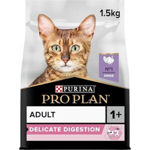 PURINA PRO PLAN | Adult DELICATE DIGESTION | Aliment Complet pour Chat Adulte Stérilisé | Favorise un système digestif sain | Croquettes | A la Dinde | Sac | Lot de 6 x 1,5 Kg