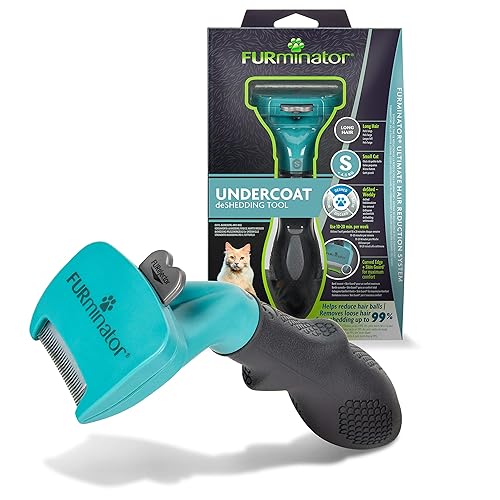 FURMINATOR Outil de Toilettage Pour Chat de Petite Taille à Poils Longs - Elimine 90% des Poils – Nettoyage en 1 clic - Conçu et Recommandé par des Professionnels - Sans Bisphénol A