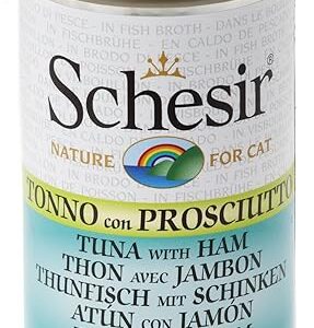 Schesir Nourriture pour Chat Thon et Jambon 140 g Boîte de 8 (8 x 140 g)