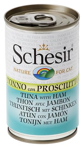 Schesir Nourriture pour Chat Thon et Jambon 140 g Boîte de 8 (8 x 140 g)