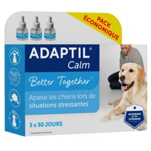 ADAPTIL Calm - Pack 3 recharges pour diffuseur Anti-Stress pour Chiens - Mode d'action Naturel -