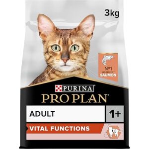 PURINA PRO PLAN | VITAL FUNCTIONS | Chat Adulte | Croquettes complètes formulées spécifiquement pour soutenir les fonctions vitales clés (cérébrales, immunitaires) | Saumon | Sac | 3 Kg