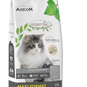 Agecom Litière végétale soja Essentiel au Charbon Actif 15 L