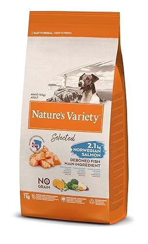 Nature's Variety Selected - Croquettes pour Chiens Adultes de Petit Race - Sans céréales - au Saumon norvégien sans arêtes - 7kg