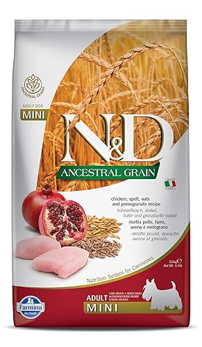 N&D ANCESTRAL Grain Dog Chicken, Spelt, Oats and Pomegranate Adult Mini 2.5KG