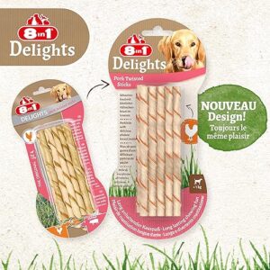 Alternative view of 8 in1 Delights Bâtonnets de porc torsadés, collation santé pour chien, 10 pièces (55 g)