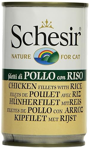 Schesir Nourriture pour Chat Filet de Poulet et Riz Boîte de 8 (8 x 140 g)